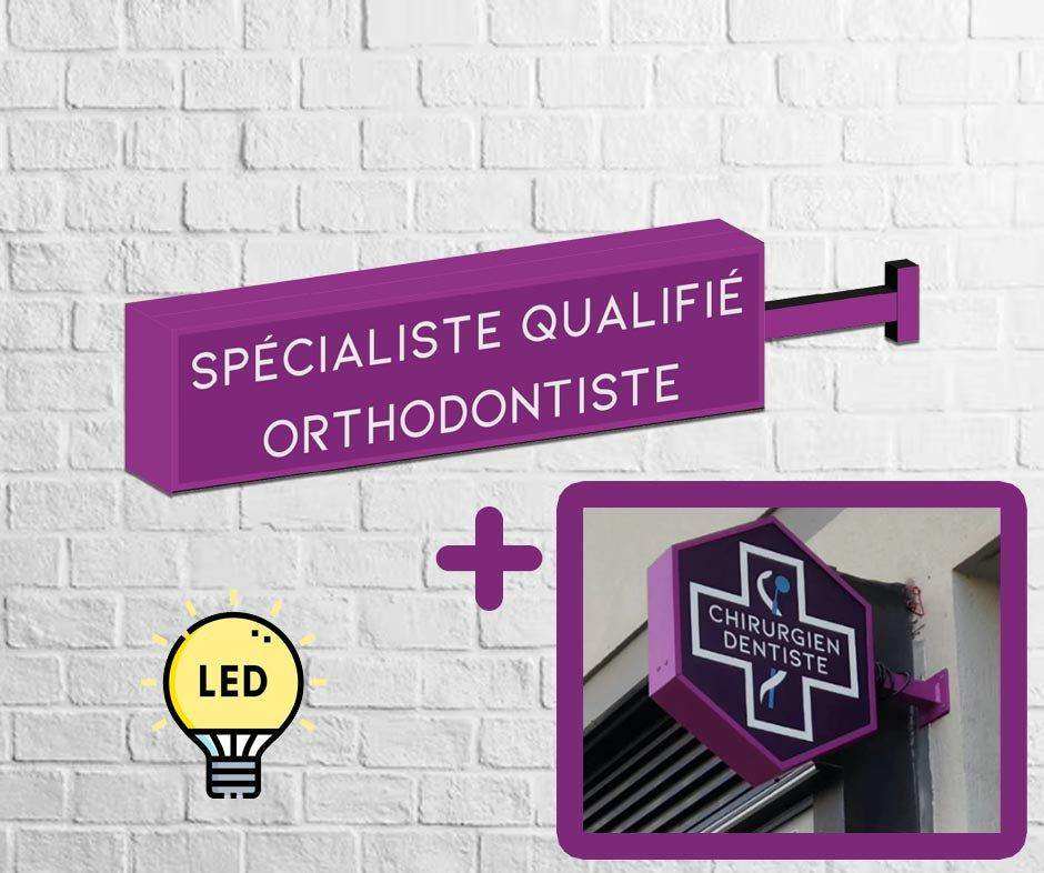 KIT COMPLET - Enseigne pour Spécialiste qualifié orthodontiste à Leds - DENTAL SIGN