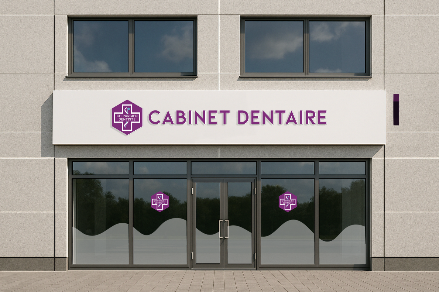 Lettrage en relief PVC 10 mm – Cabinet Dentaire avec logo Chirurgien-Dentiste
