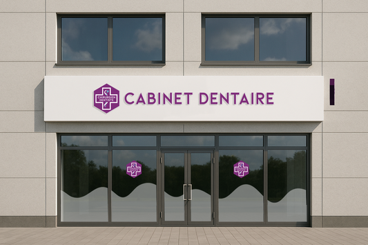 Lettrage en relief PVC 10 mm – Cabinet Dentaire avec logo Chirurgien-Dentiste